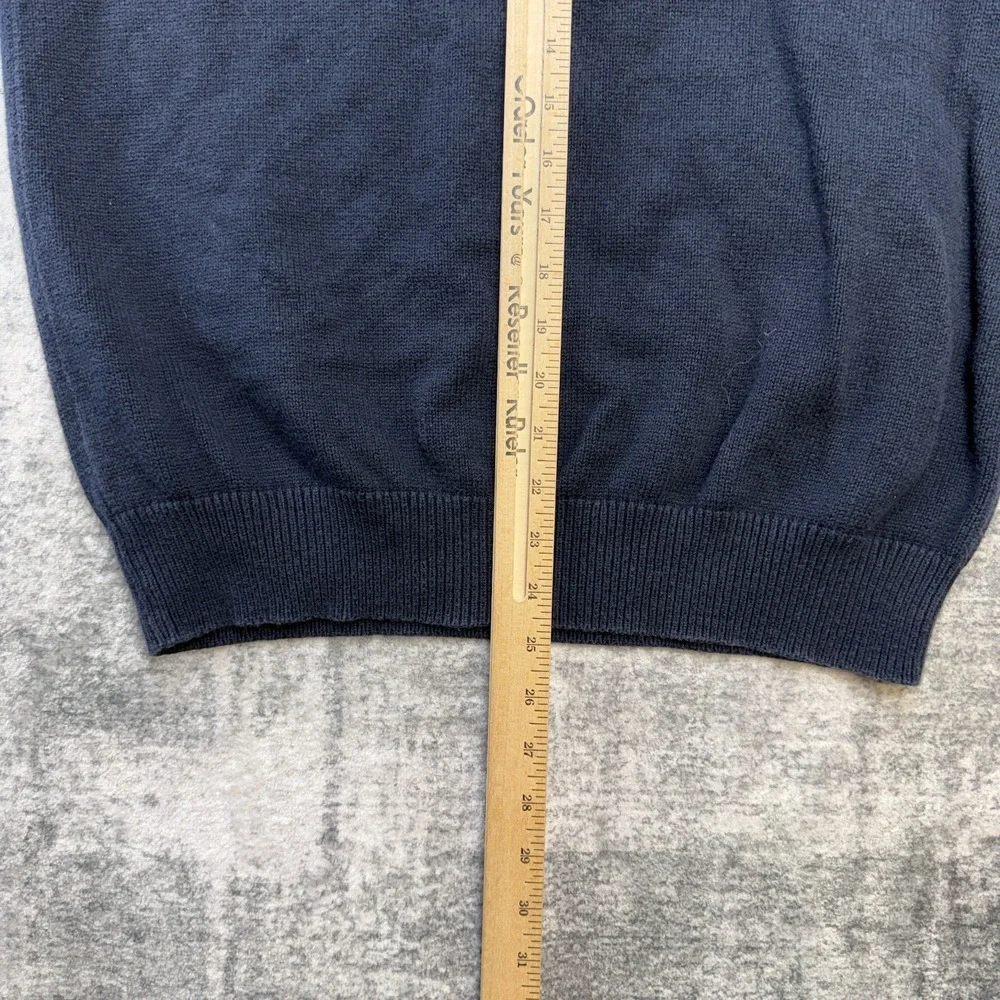 J Crew Sweater Mens Large Slim Fit Navy Blue Cotton Knit 1/4 Zip Jumper Preppy - Picture 9 of 11